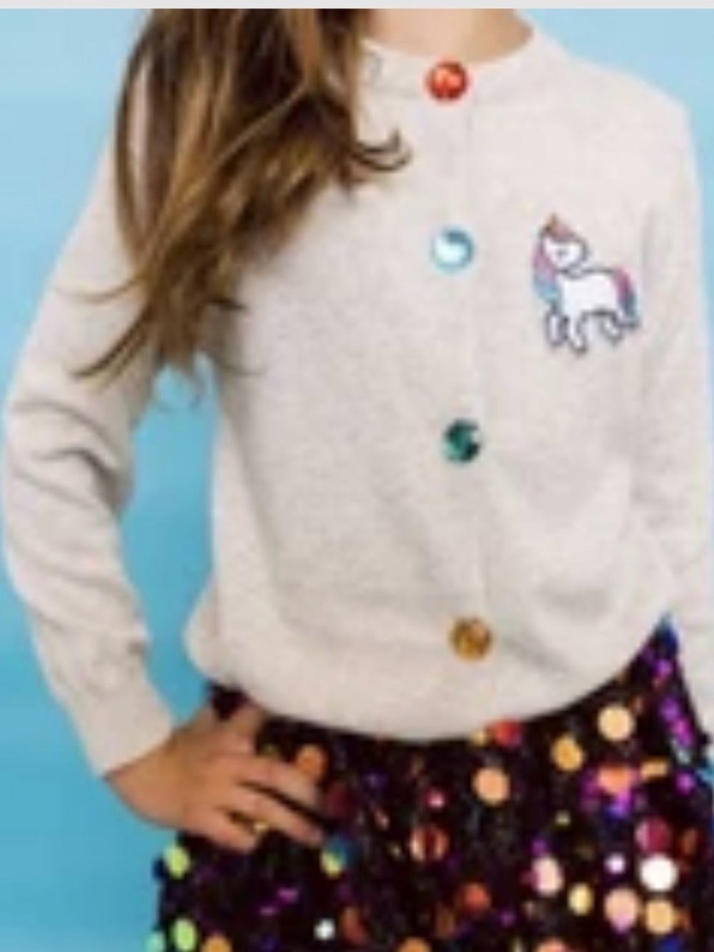 NWT Sold Out Lola and the Boys Grey Rainbow Gem Unicorn Cardigan 10